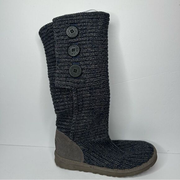 UGG Australia Gray Knit fold over tall Boots - Picture 3 of 9